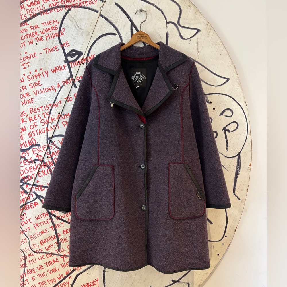 Vintage 80s Epsilon Pure Wool Lined Overcoat Jacket